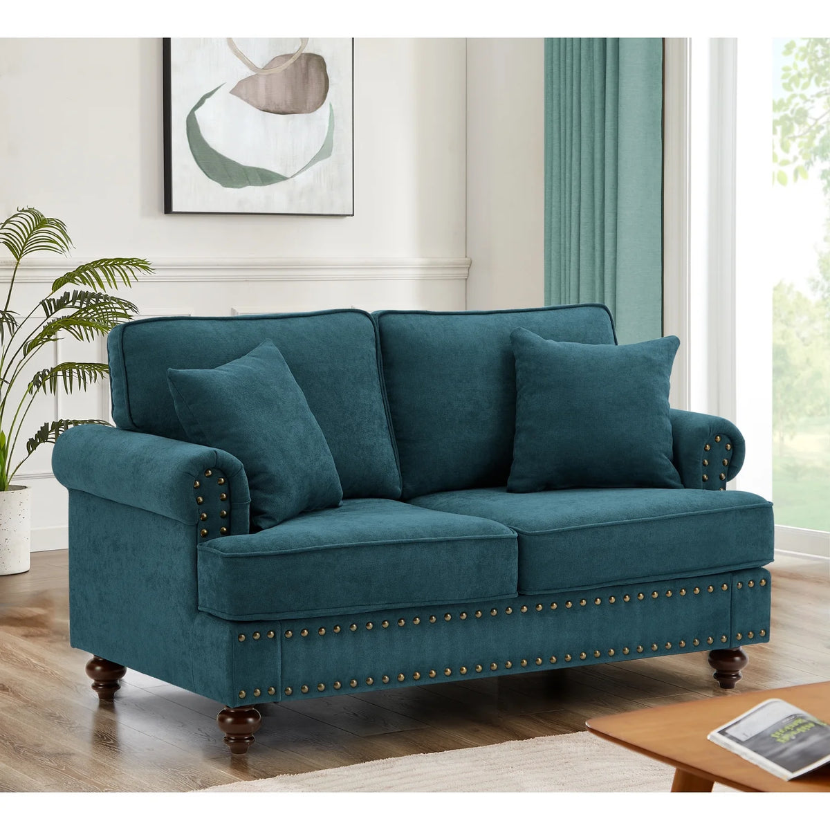 Lake Green Chenille Upholstered Sofa S2882