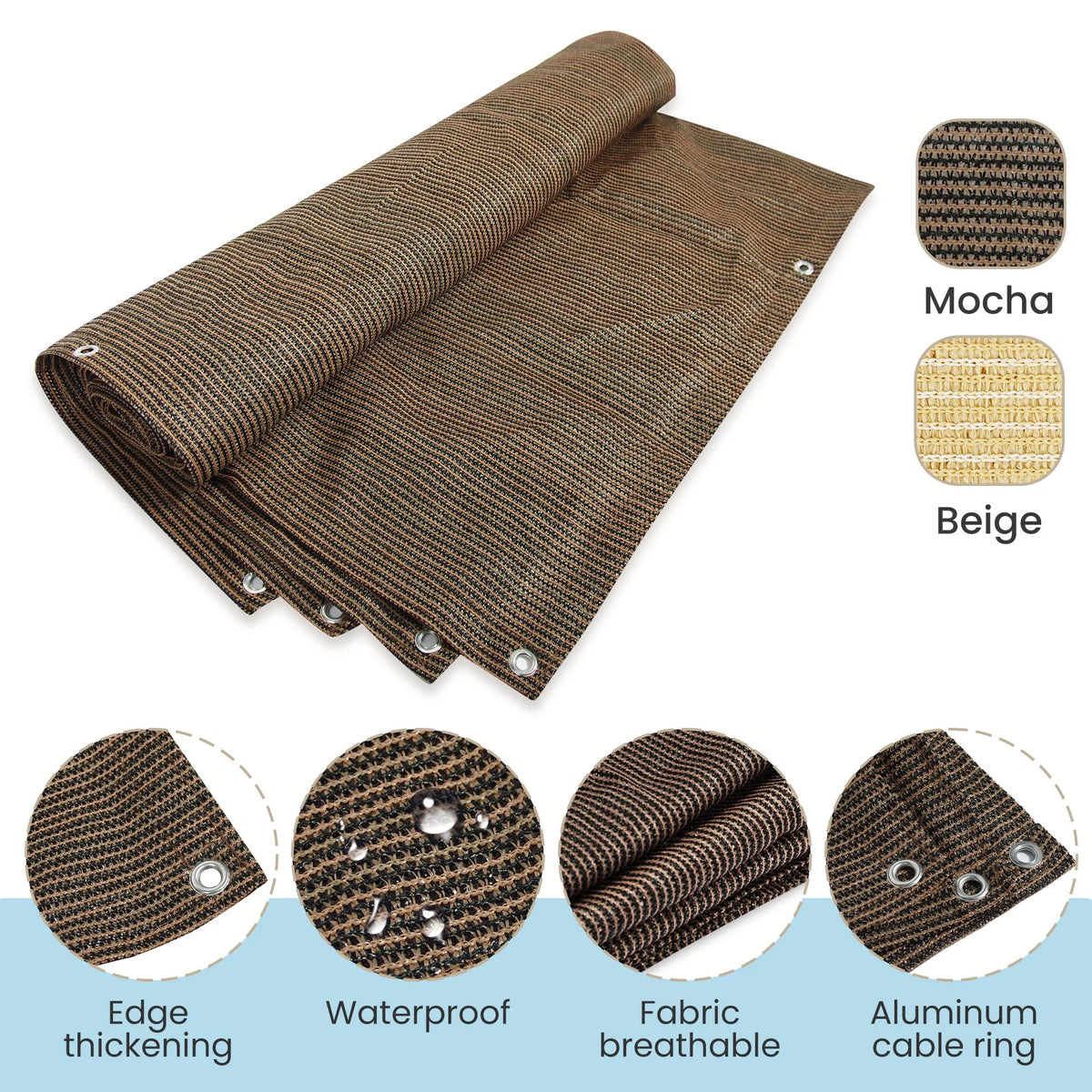 Mocha 6x10 FT Shade Cloth Privacy Screen H27554