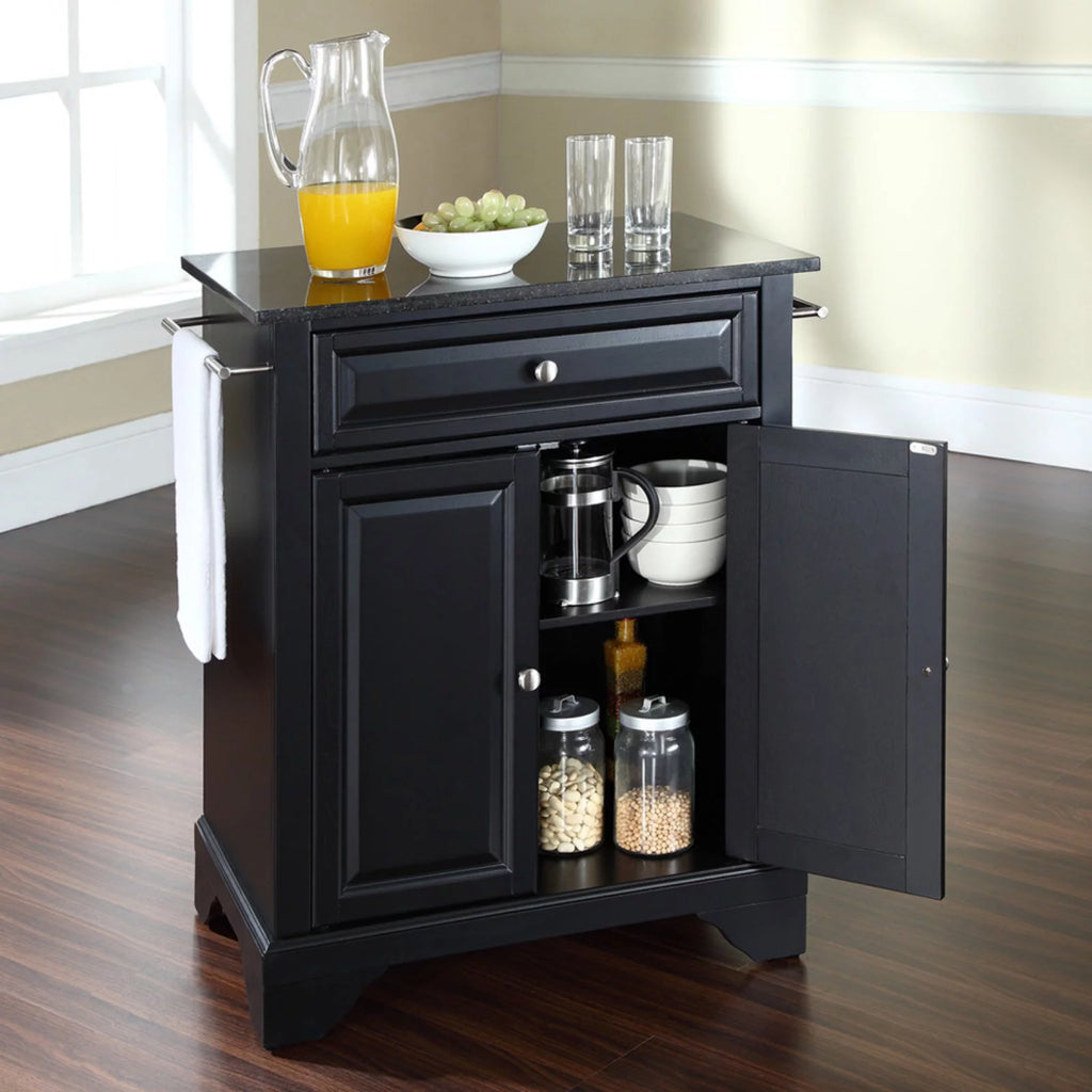Black Solid Wood Portable Kitchen Island T328