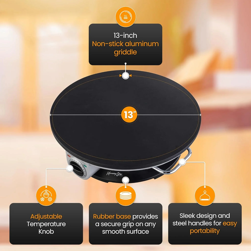 Electric Non Stick Crepe Maker with Temperature Knob X5372