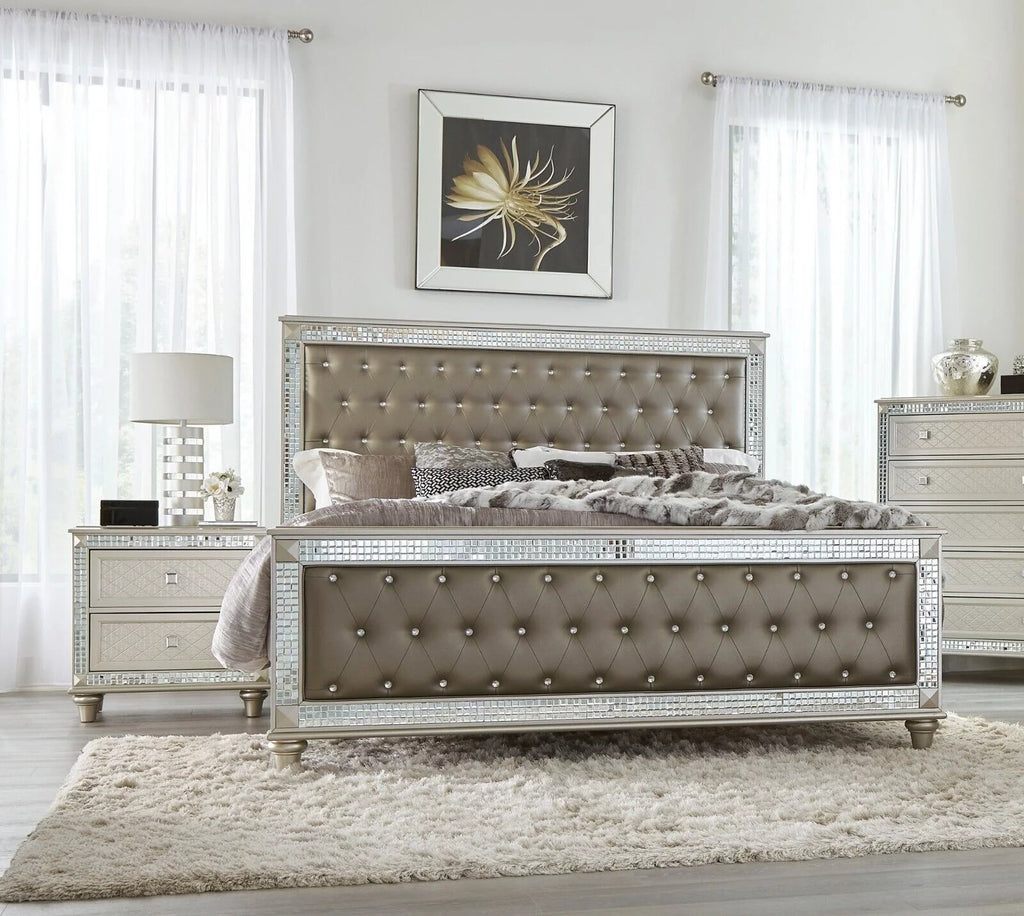 3pc King Bed Nightstands Upholstered Headboard Set D75909