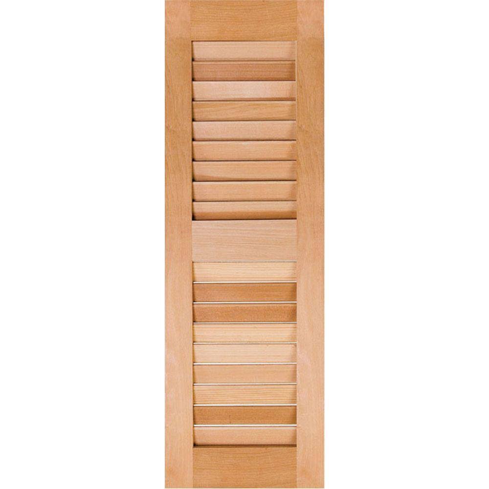 12 in. x 37 in. Exterior Real Wood Pine Open Louvered Shutters Pair Unfinished Y215711