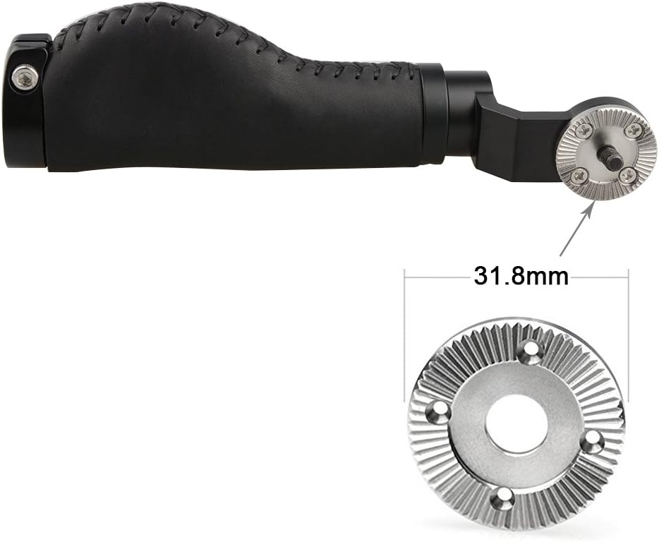 Aluminum Rosette Leather Handle Grip One Pair Black M6 Thread 31.8 mm T7332