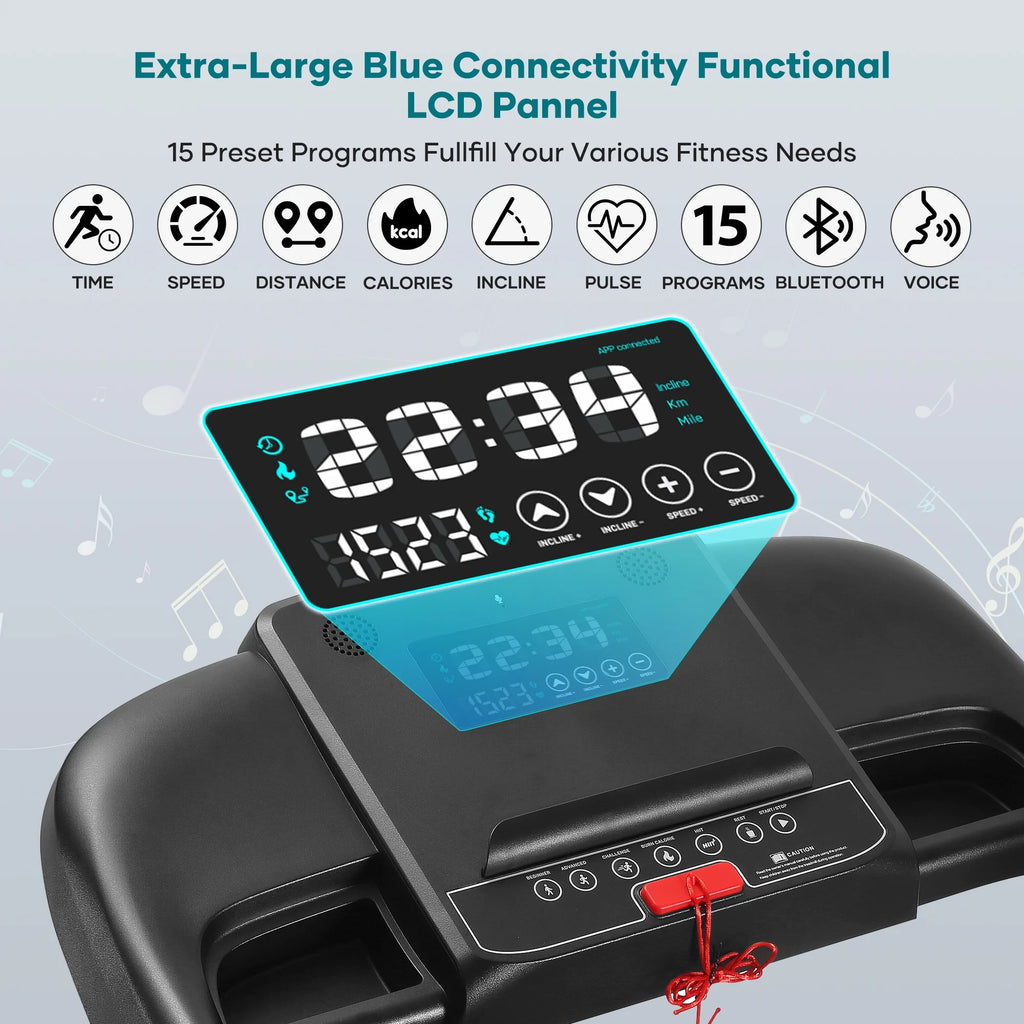 17 Wide Electric Folding Treadmill with Auto Incline M925