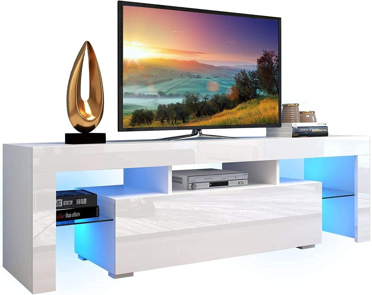 TV Stand with LED Lights 20 Color Effect and Storage Cabinet J744