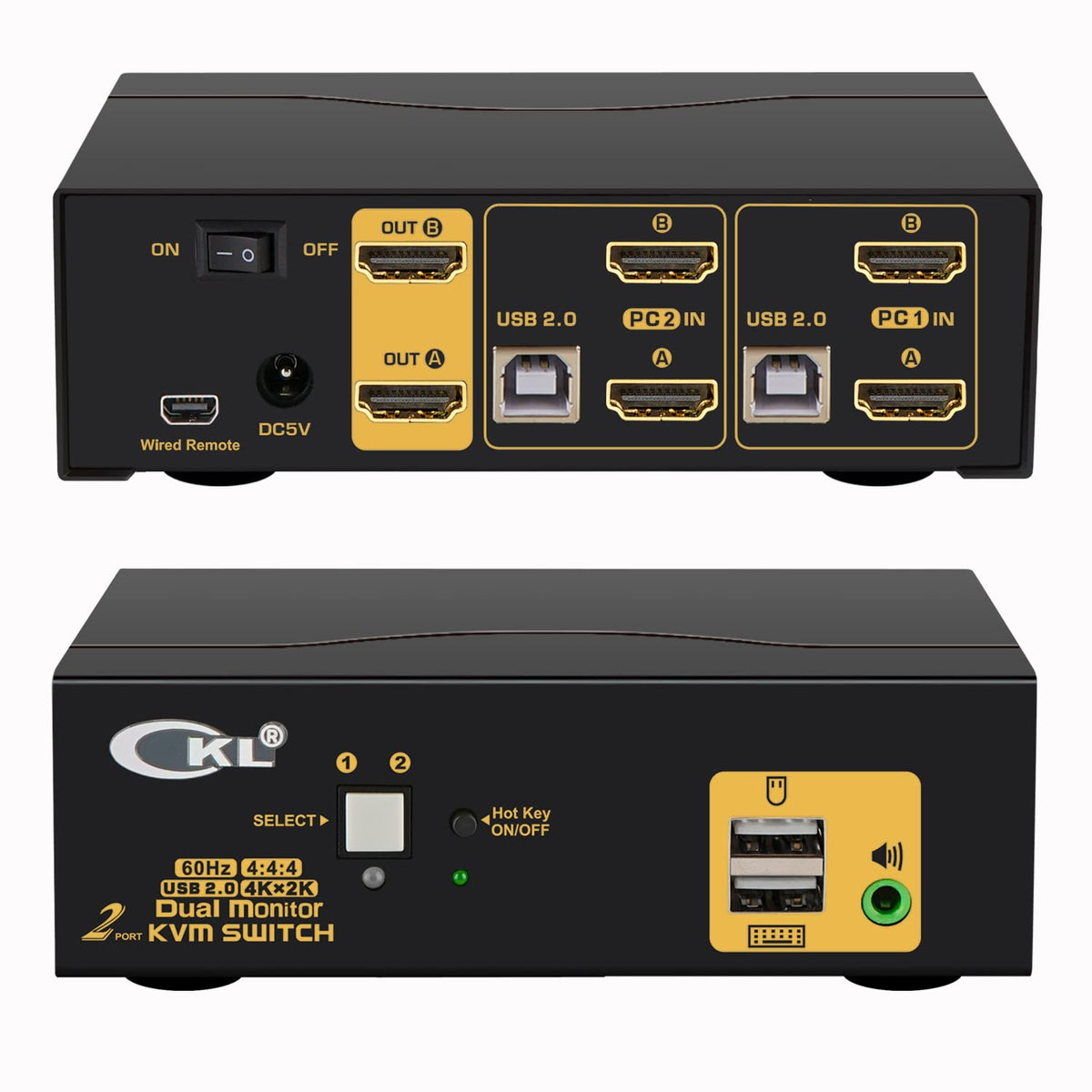 2 Port KVM Switch Dual Monitor HDMI 4K 60Hz with Cables A655