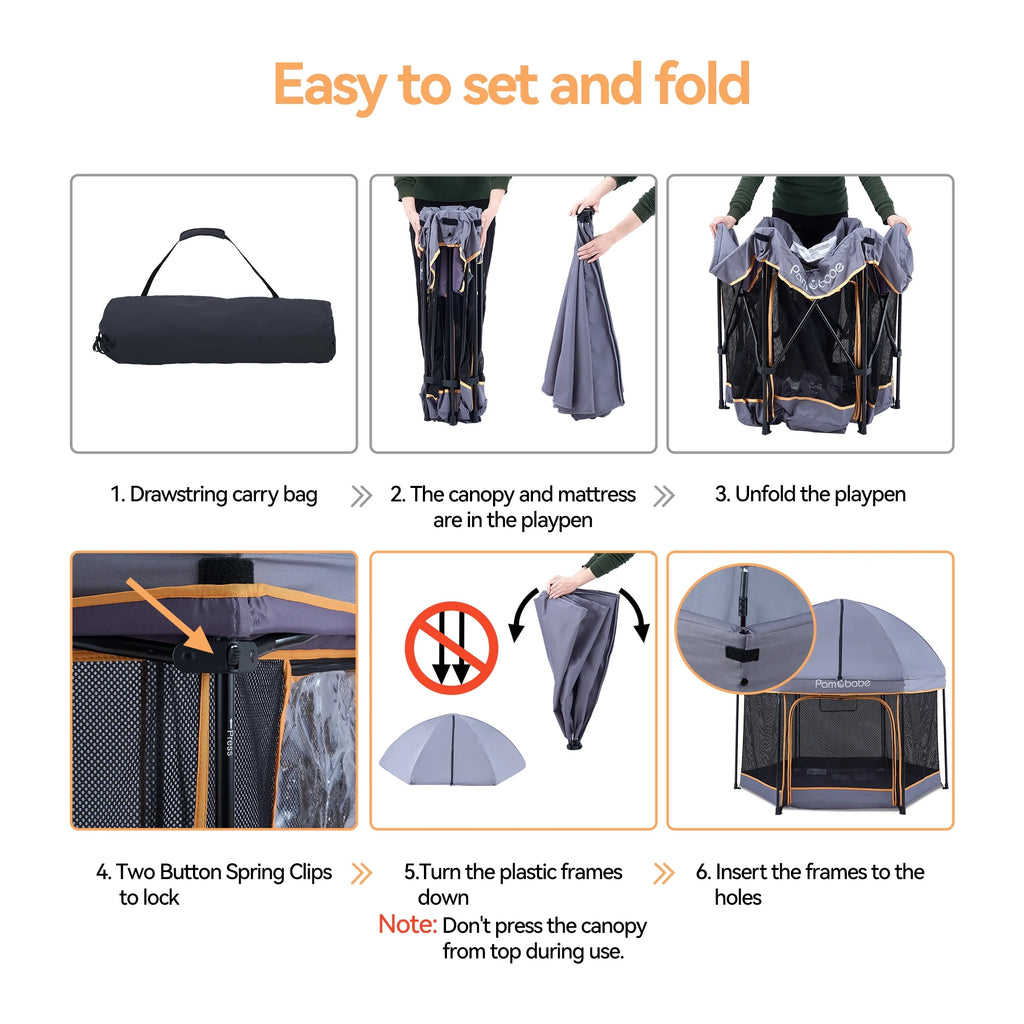Blue Portable Lightweight Baby Playpen with Canopy and Travel Bag N289
