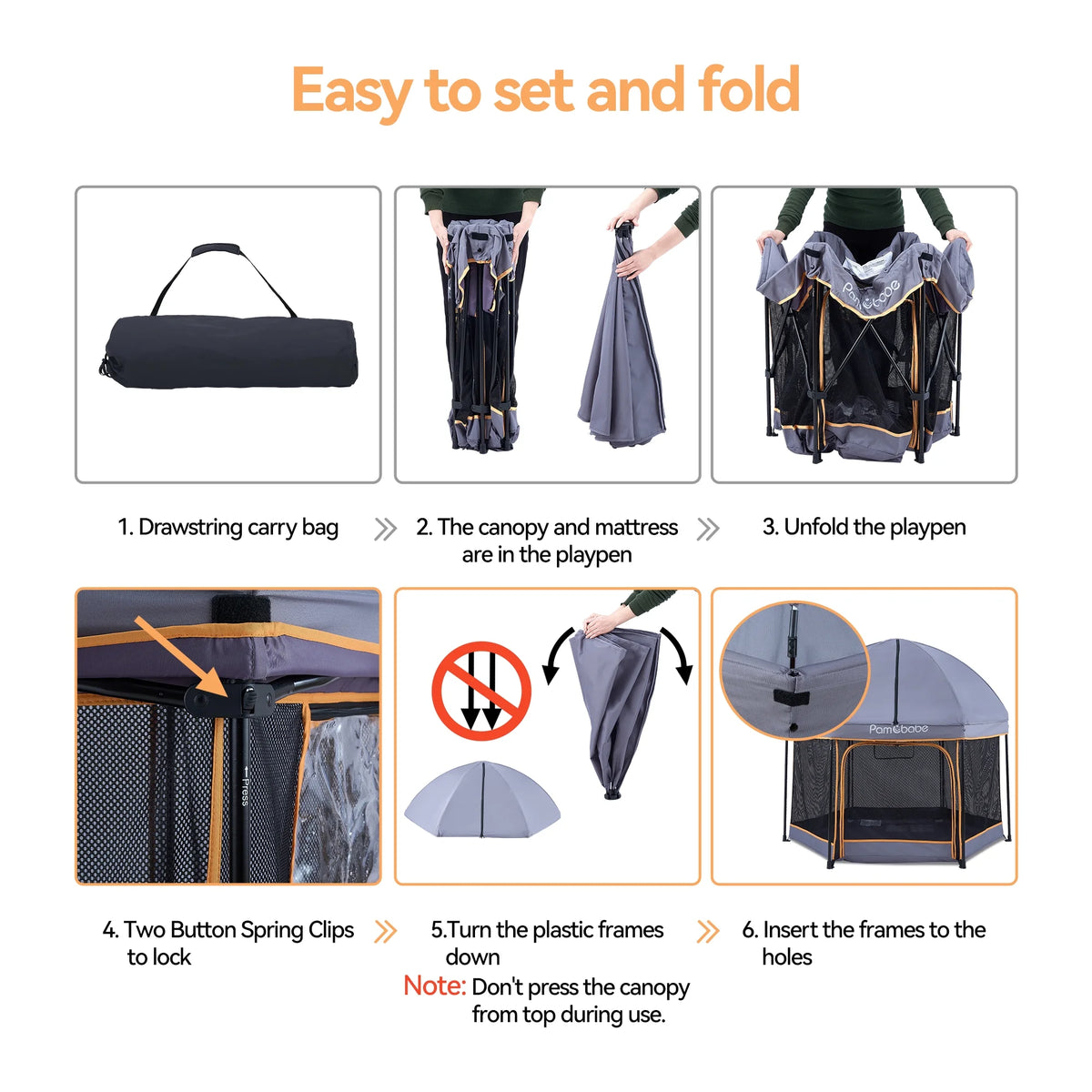 Blue Portable Lightweight Baby Playpen with Canopy and Travel Bag N289