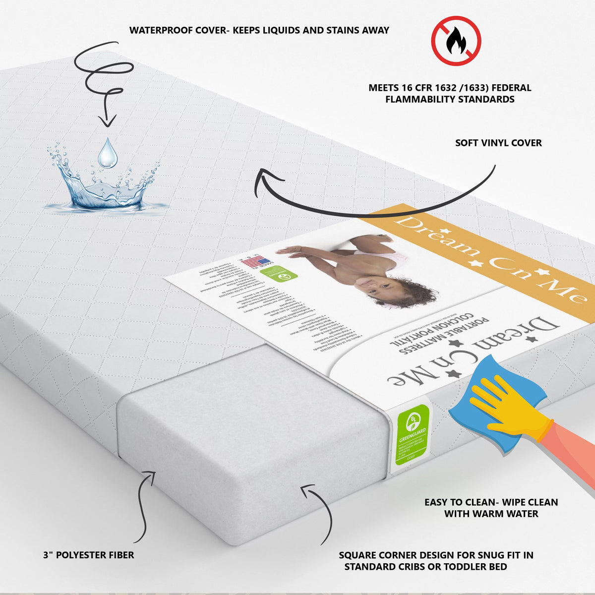 Fiber Baby Portable Mini Crib Mattress Y437