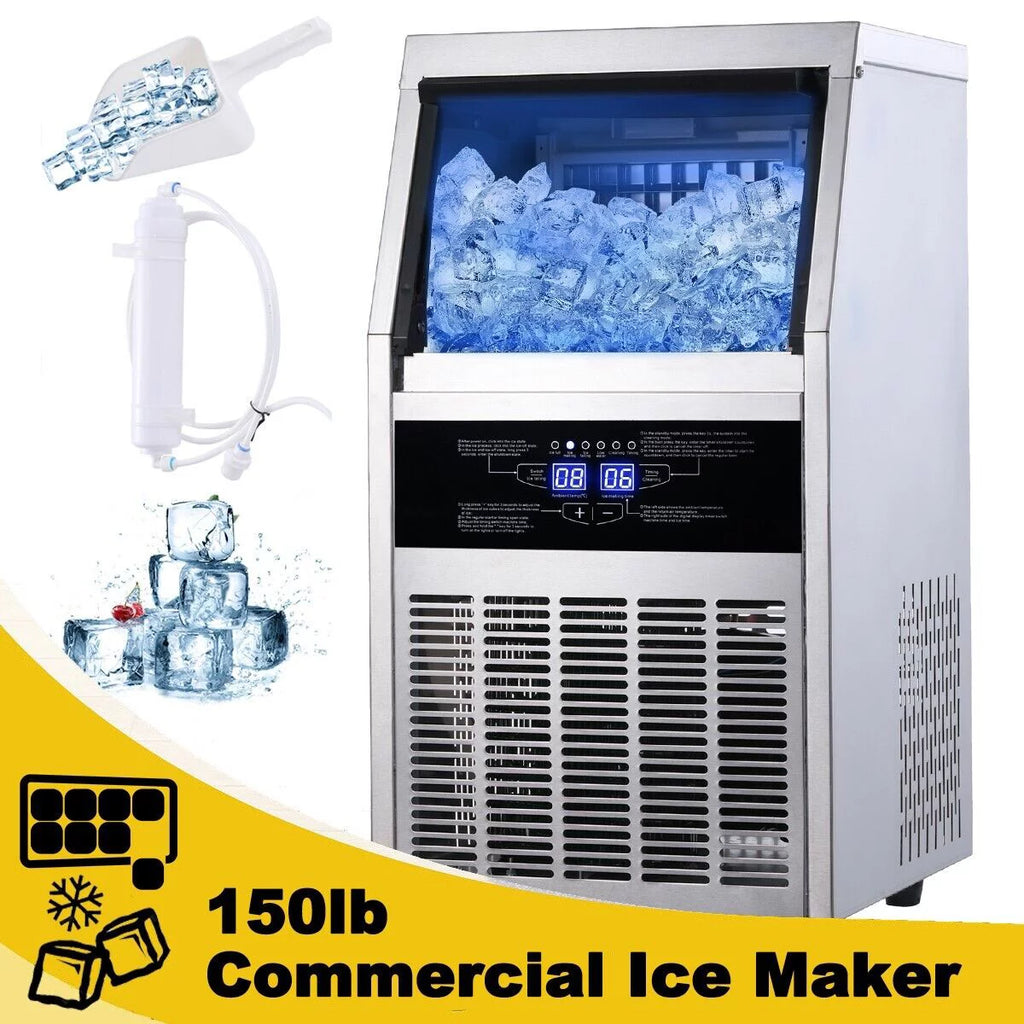Commercial Ice Maker 150lb Stainless Steel Cube Machine D9236
