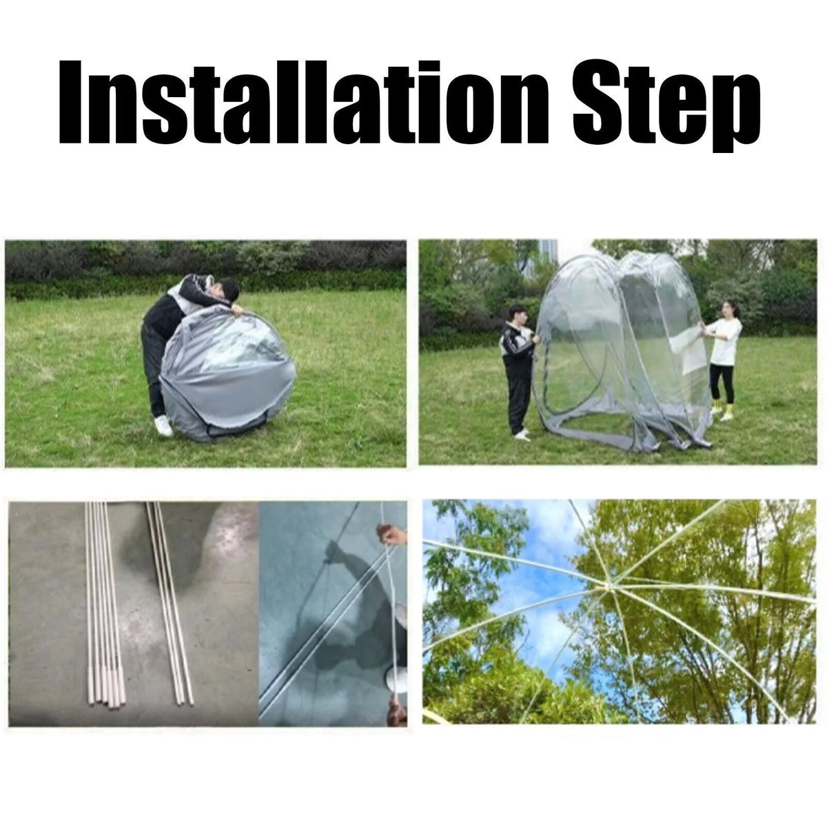 12 x 12 x 7 ft Clear Pop-Up Bubble Tent 6-10 Person with Storage Bag Z786