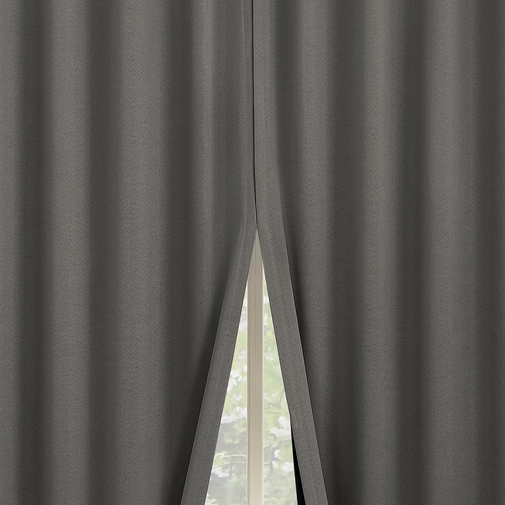 2-pack 100% Blackout Back Tab Curtain Panel Pair, 52"x84", Gray Y378