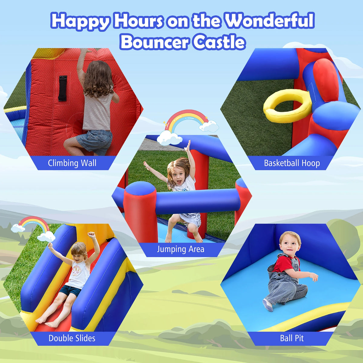 Inflatable Bouncy Castle with Double Slides A676974