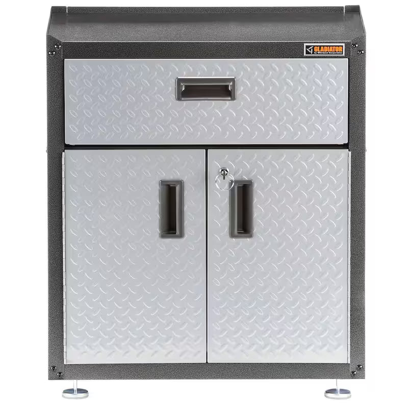 Steel Freestanding Garage Cabinet in Silver Tread H867