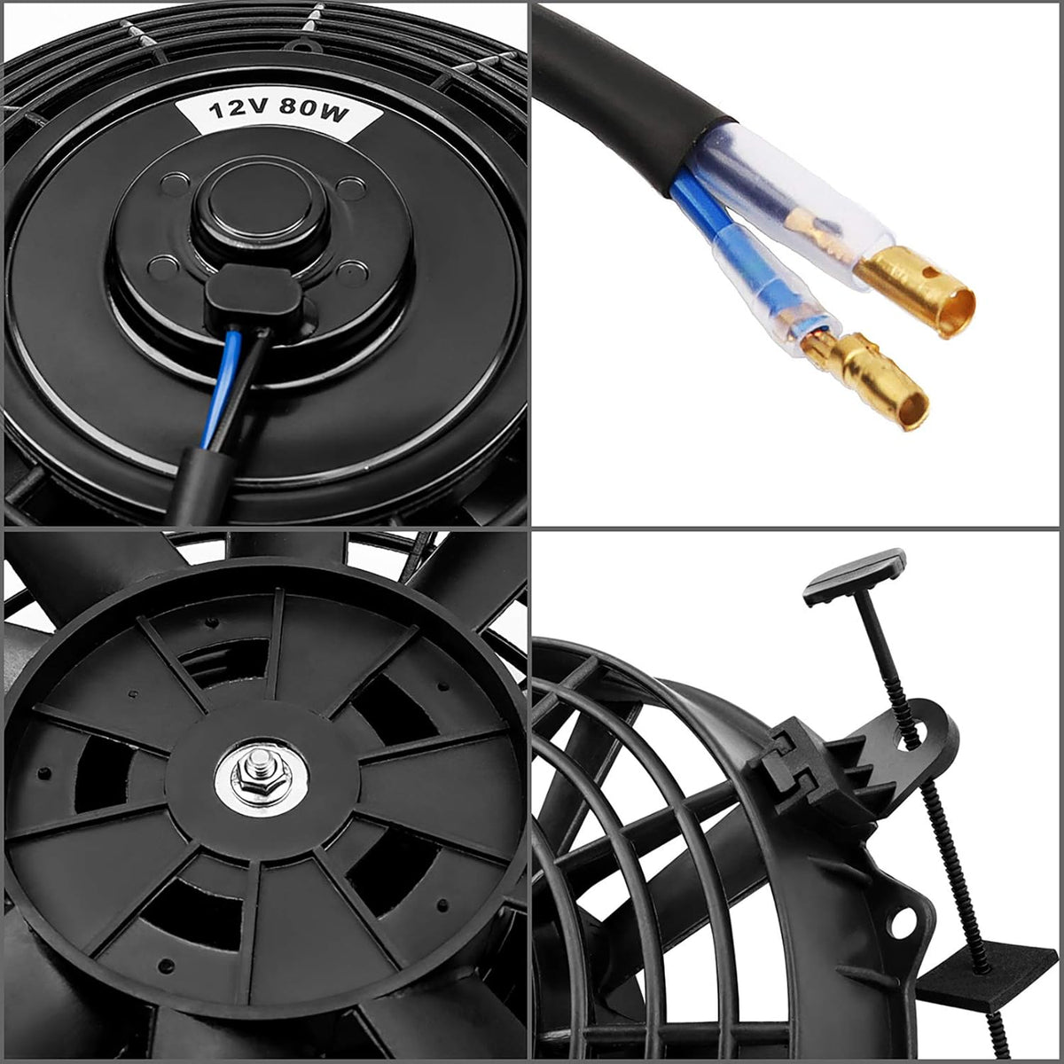 2x12 Inch Electric Radiator Cooling Fan 1750 CFM 12 Volts 80 Watts Pack of 2 U1468
