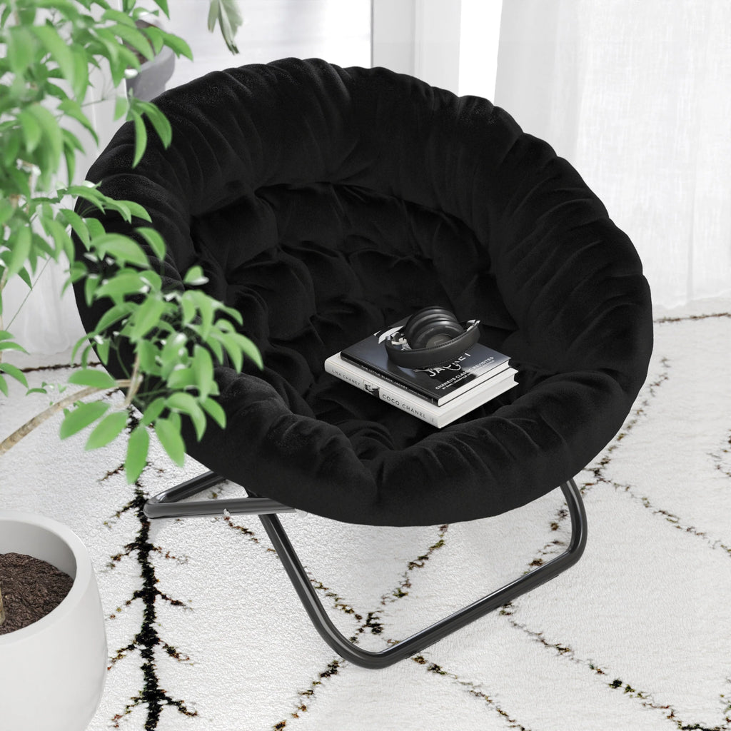 Folding XL Faux Fur Saucer Chair V779