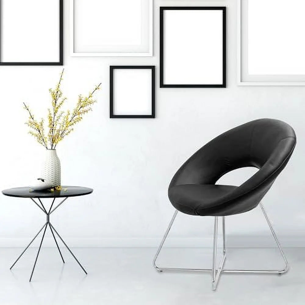 PU Leather Accent Chairs Set of 2 with Chrome Steel Legs O40405