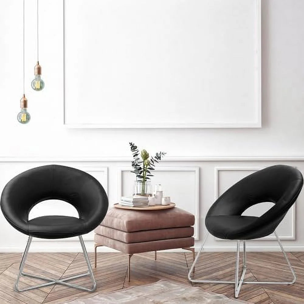 PU Leather Accent Chairs Set of 2 with Chrome Steel Legs O40405