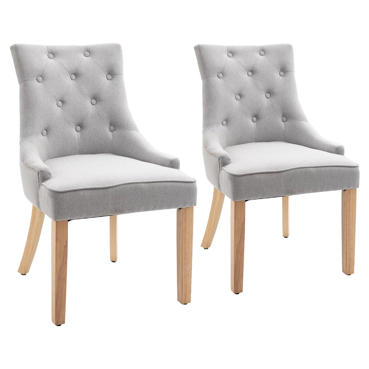 Light Grey Fabric Dining Chairs Set of 2 J59710