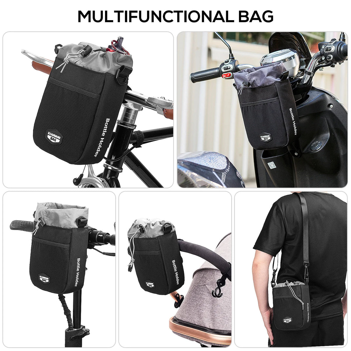 Insulated Bicycle Handlebar Water Bottle Holder Bag D64329