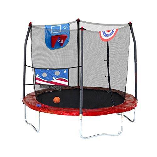 8-Feet Trampoline with Safety Enclosure and Basketball Hoop L4505