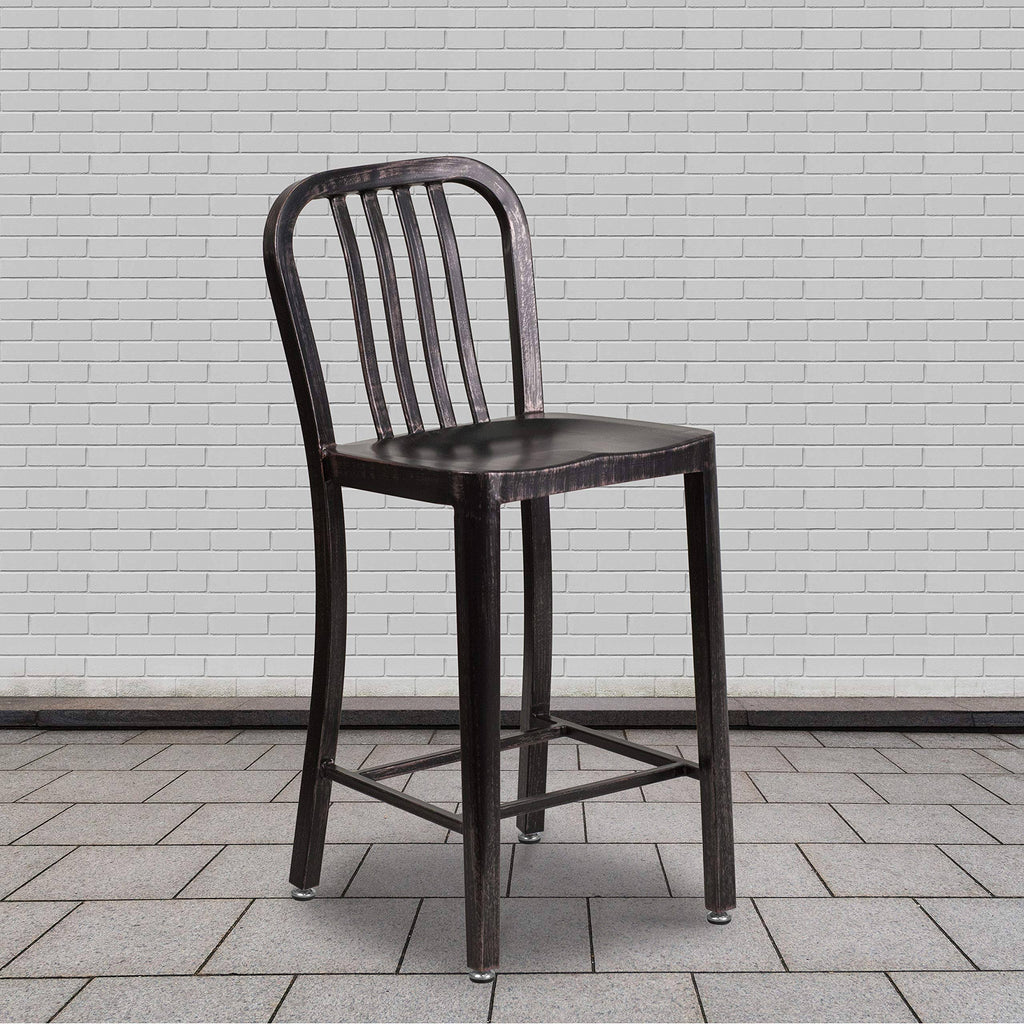 Black-Antique Gold Metal Counter Height Stool N1082