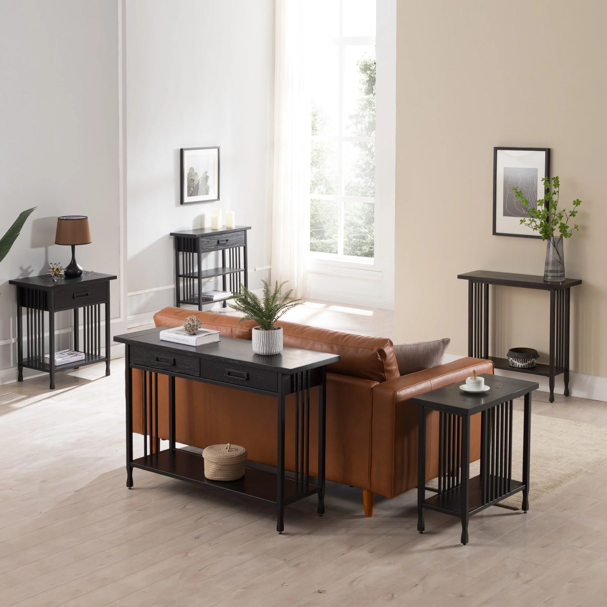 Black One Drawer Nightstand Side Table A255831