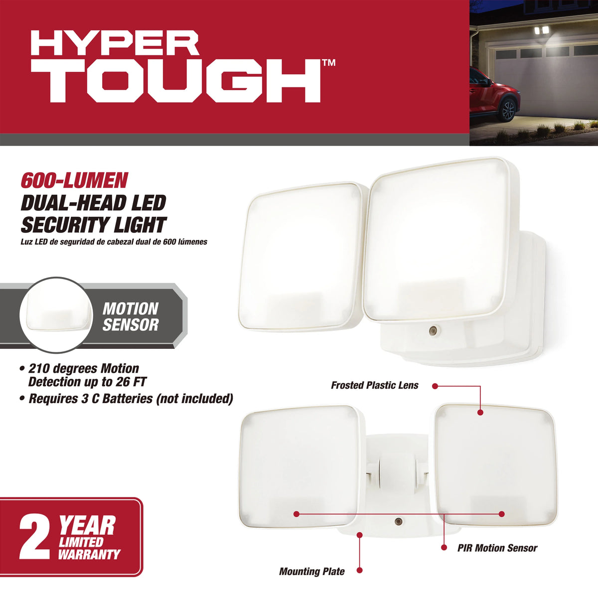 600 Lumen Dual Head LED Security Light B26841