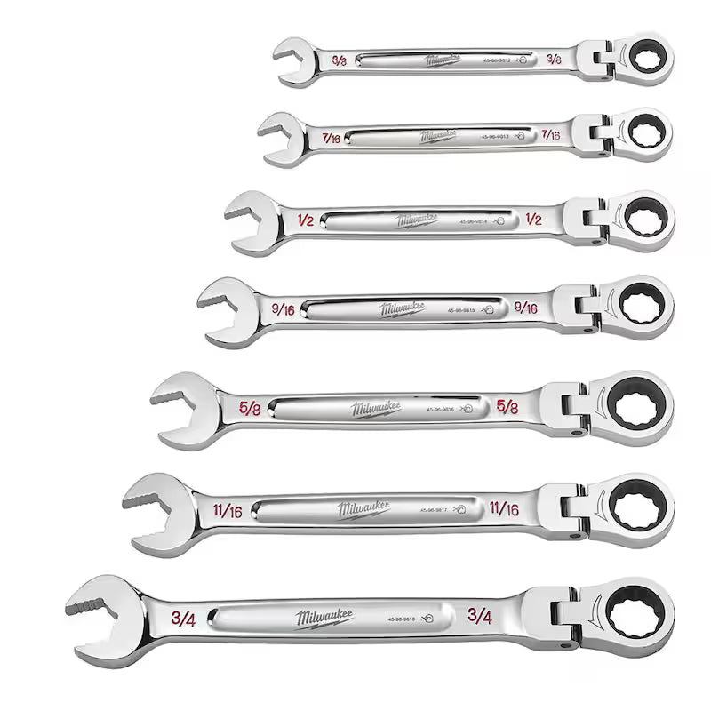 11-Piece Flex-Head Ratcheting Combination Wrench Set Metric G159479