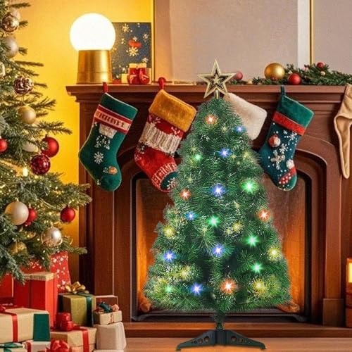 24" Tabletop Artificial Christmas Tree with Ornaments & LED String Lights Q629