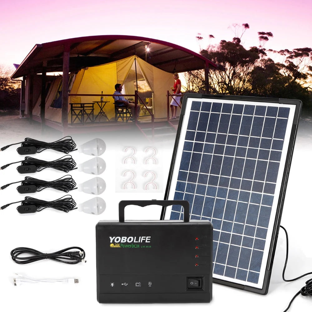 Portable Solar Panel Power Generator Kit with USB Charger Q102678