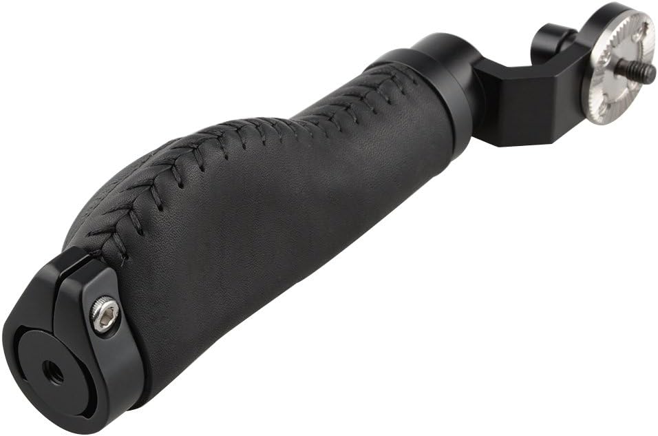 Aluminum Rosette Leather Handle Grip One Pair Black M6 Thread 31.8 mm T7332