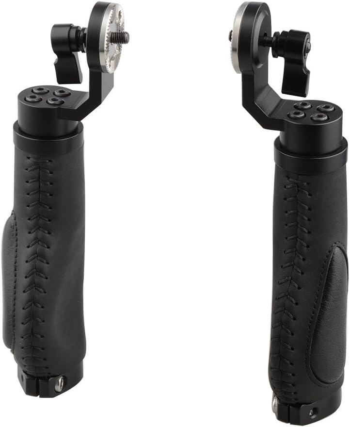 Aluminum Rosette Leather Handle Grip One Pair Black M6 Thread 31.8 mm T7332