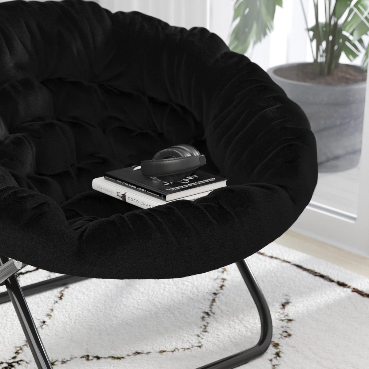 Folding XL Faux Fur Saucer Chair V779