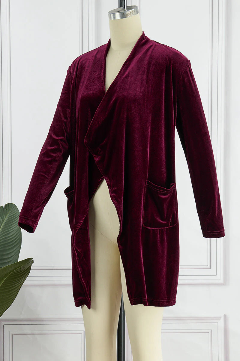 Casual Solid Patchwork Pocket Turndown Collar Outerwear M627
