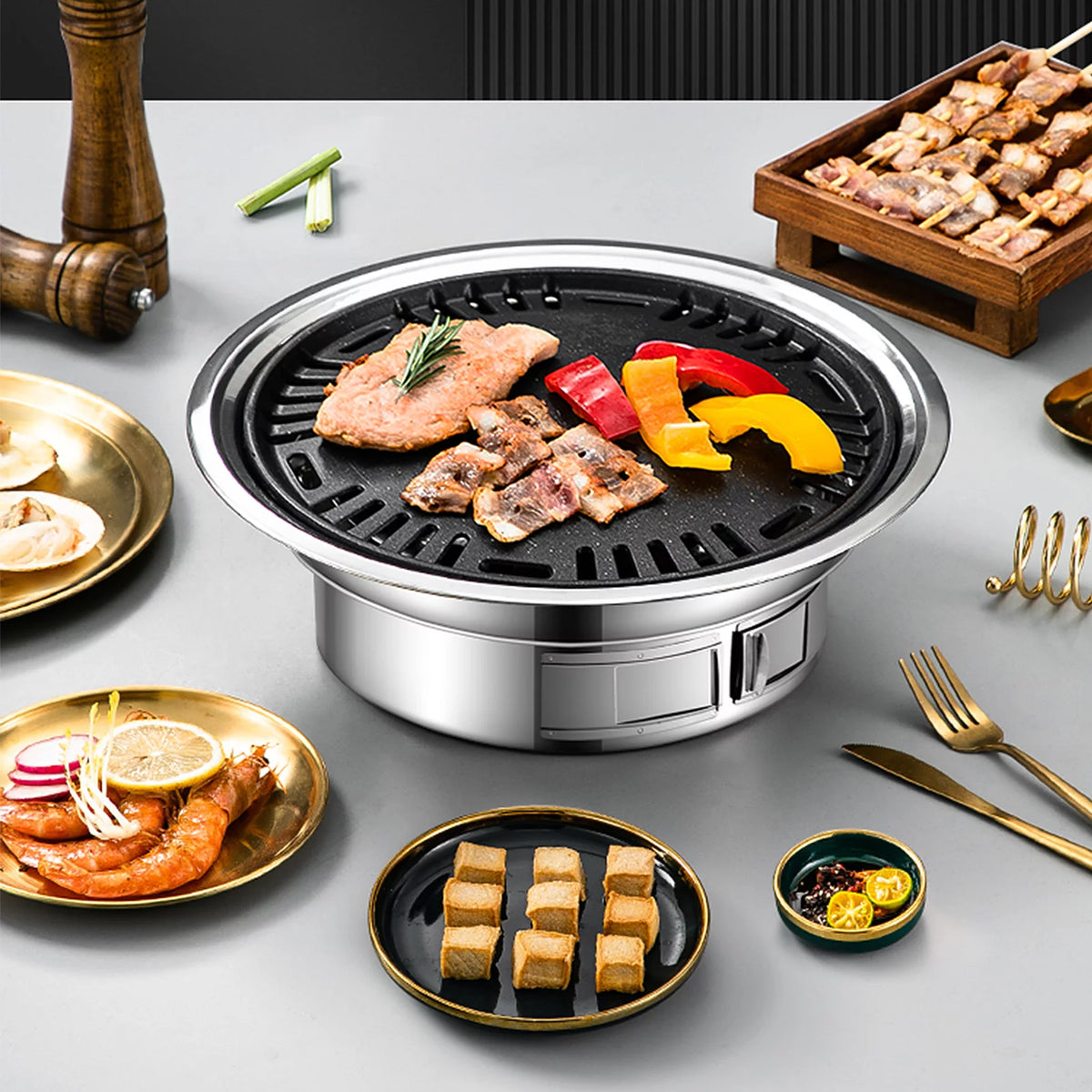 Portable Stainless Steel Charcoal Grill L54866