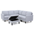 Light Gray Fabric 5 Seater Sectional Sofa with Storage Ottoman Q845238