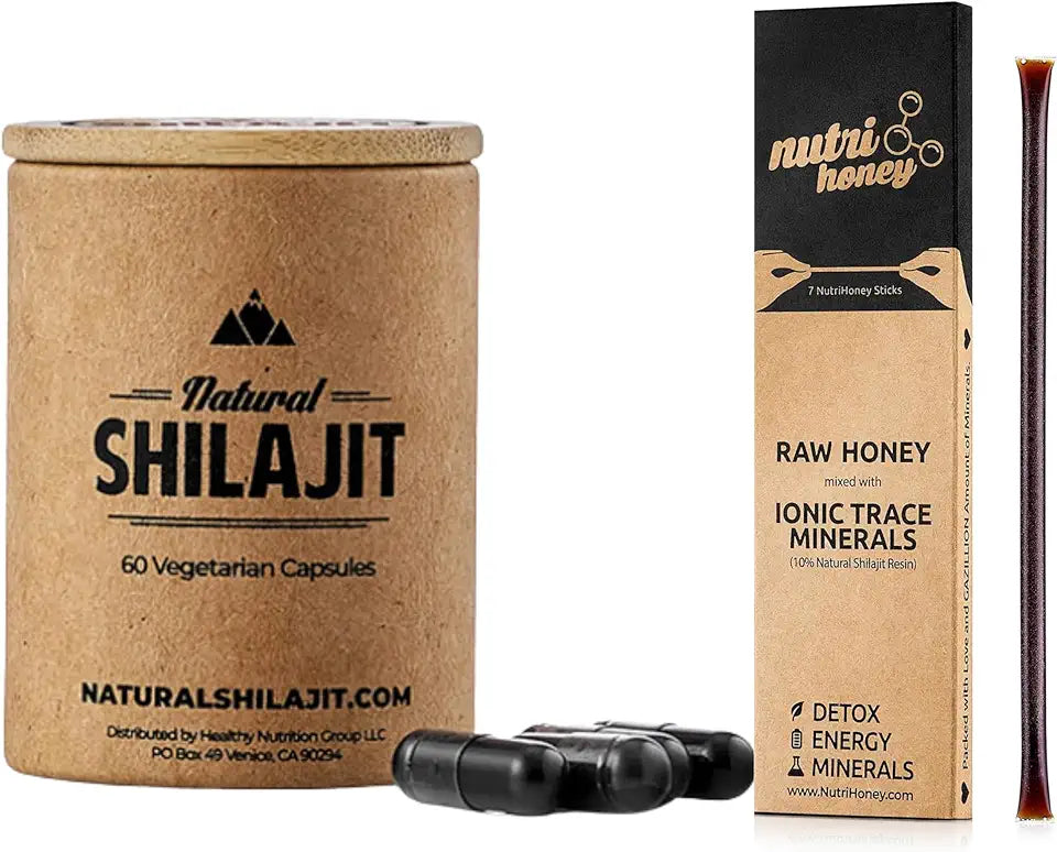 Natural Shilajit Capsules 60 Count & Shilajit Honey Sticks 7 Sticks N3224