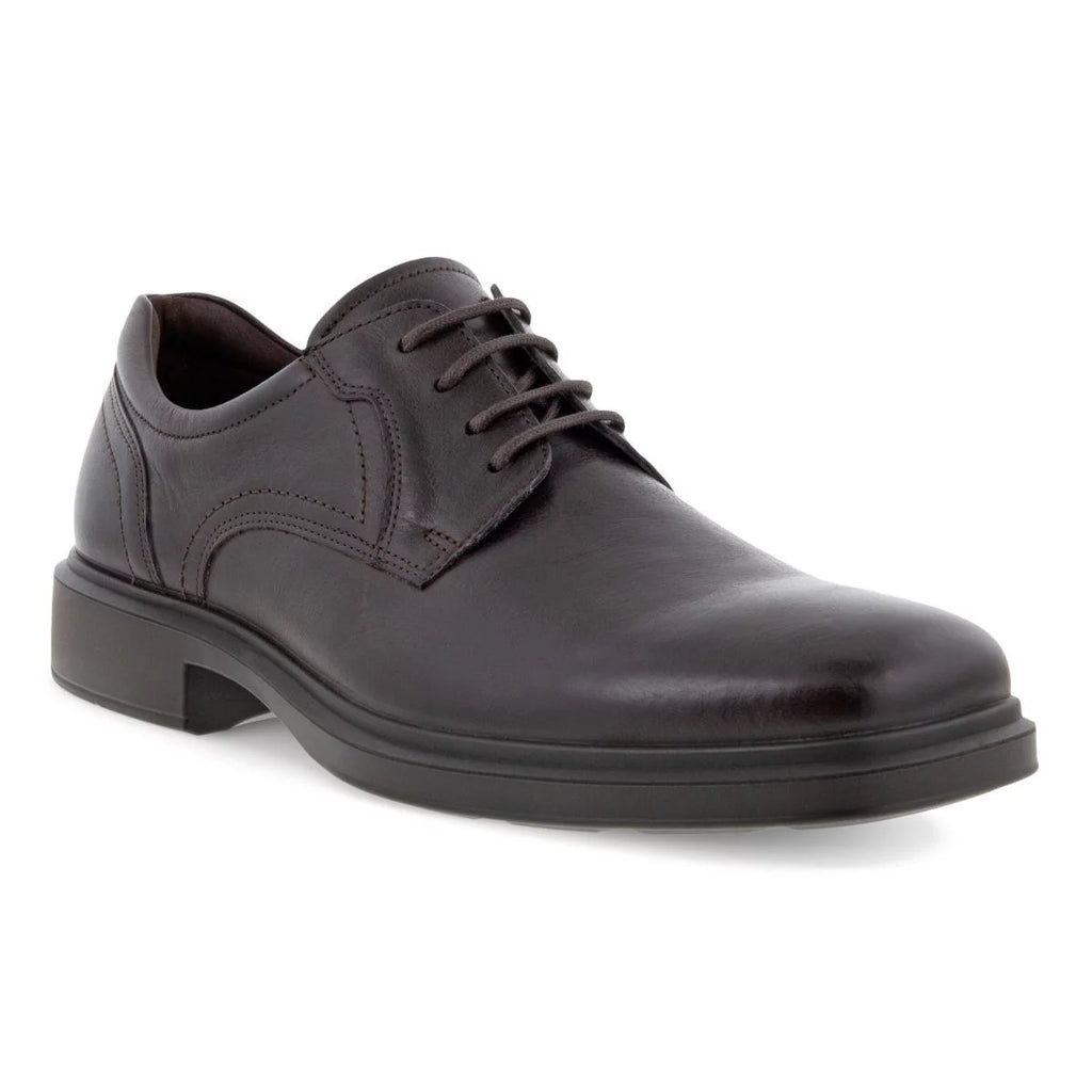 Mocha Leather Plain Toe Tie Shoes V666