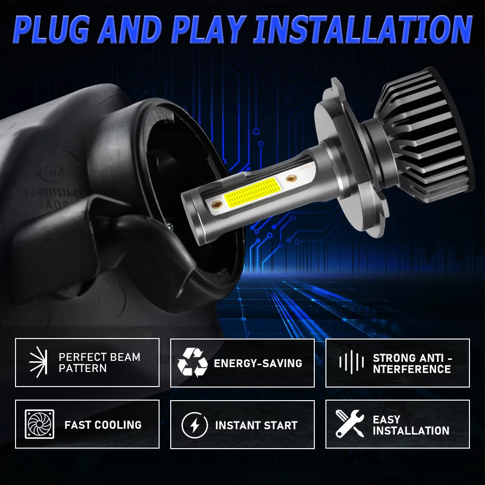H4/9003 LED Headlight Bulbs 10000 Lumen 60W 6500K Cool White Pack of 2 A9352