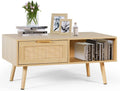 Rattan Coffee Table with 2 Drawers Natural Wood U2509