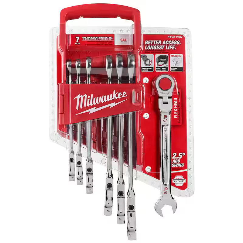 11-Piece Flex-Head Ratcheting Combination Wrench Set Metric G159479