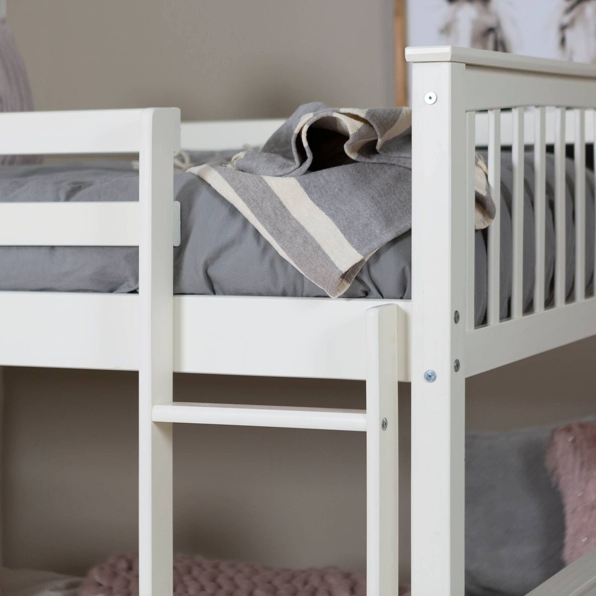 Twin Over Twin Solid Wood Bunk Bed White Y6675