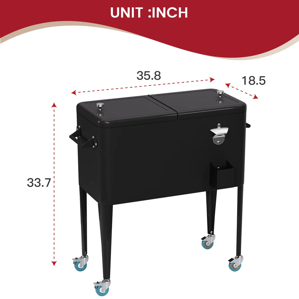 80 Quart Rolling Ice Cooler with Wheels and Bottle Opener E491198