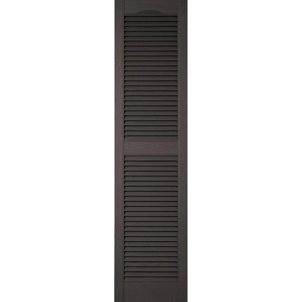 18 inchw x 50 inchh Vinyl Cathedral Top Center Mullion Open Louver Shutters with Shutter-Loks Per Pair O426
