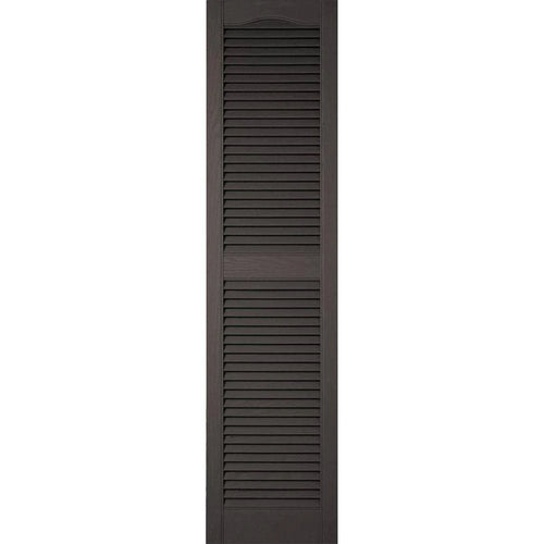 18 inchw x 50 inchh Vinyl Cathedral Top Center Mullion Open Louver Shutters with Shutter-Loks Per Pair O426