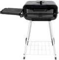 22 Square Steel Charcoal Grill with Foldable Side Shelf, Black Y625