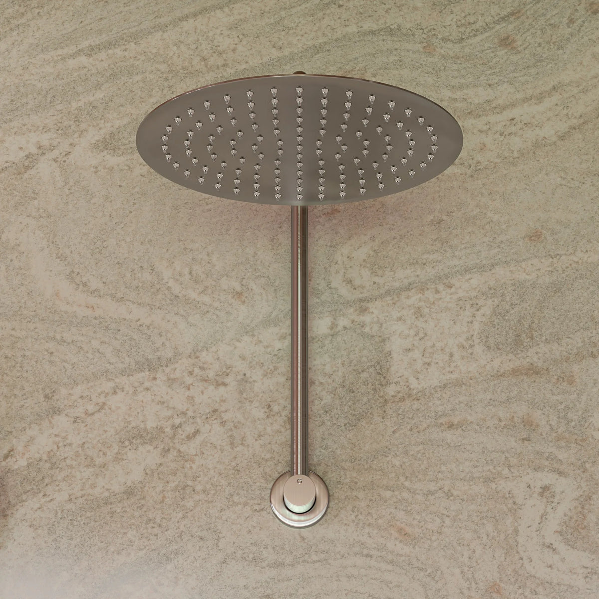 Brushed Nickel 12" Round Raised Wall Mounted Shower Arm Q9592
