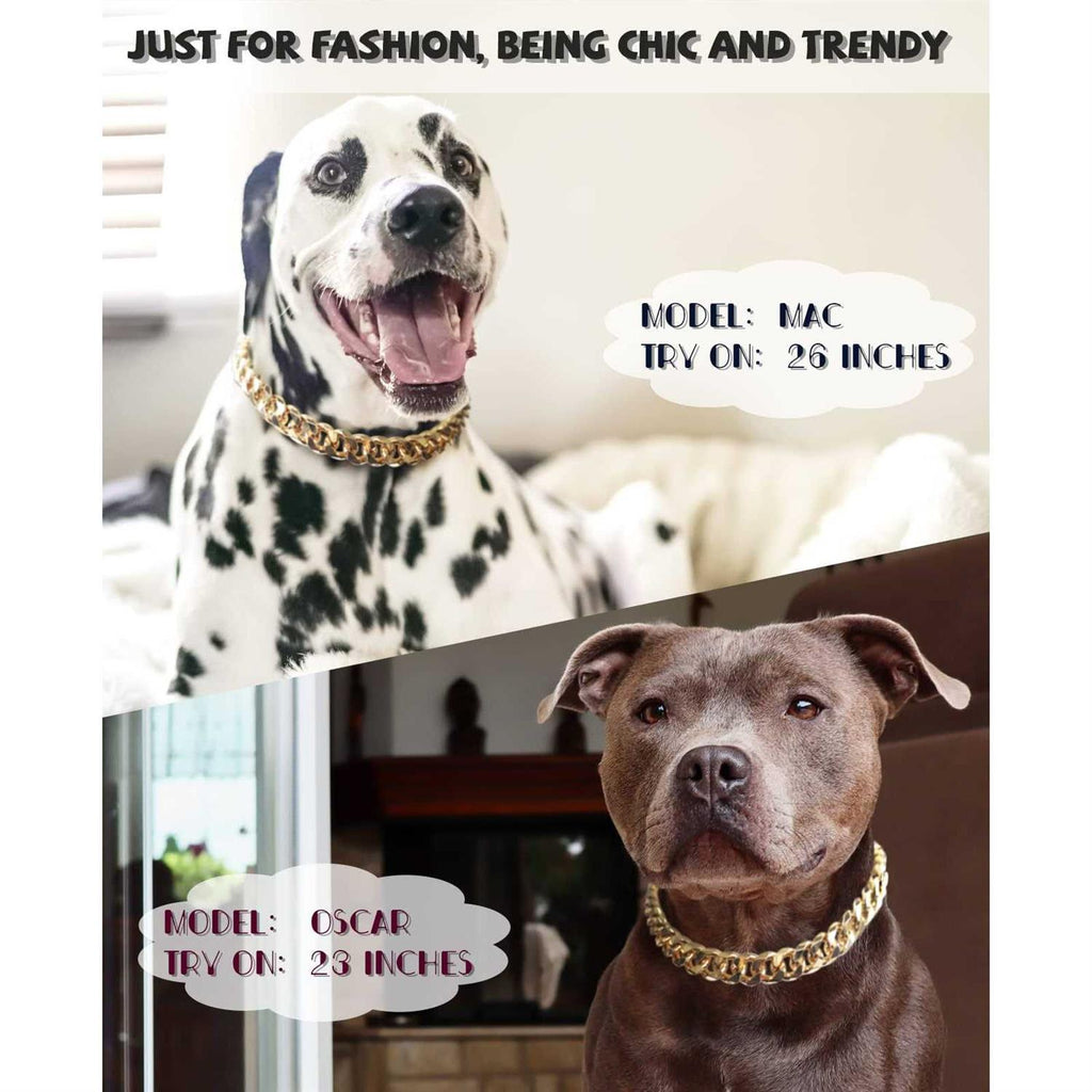 Gold Chain Cuban Link Dog Collar Q346