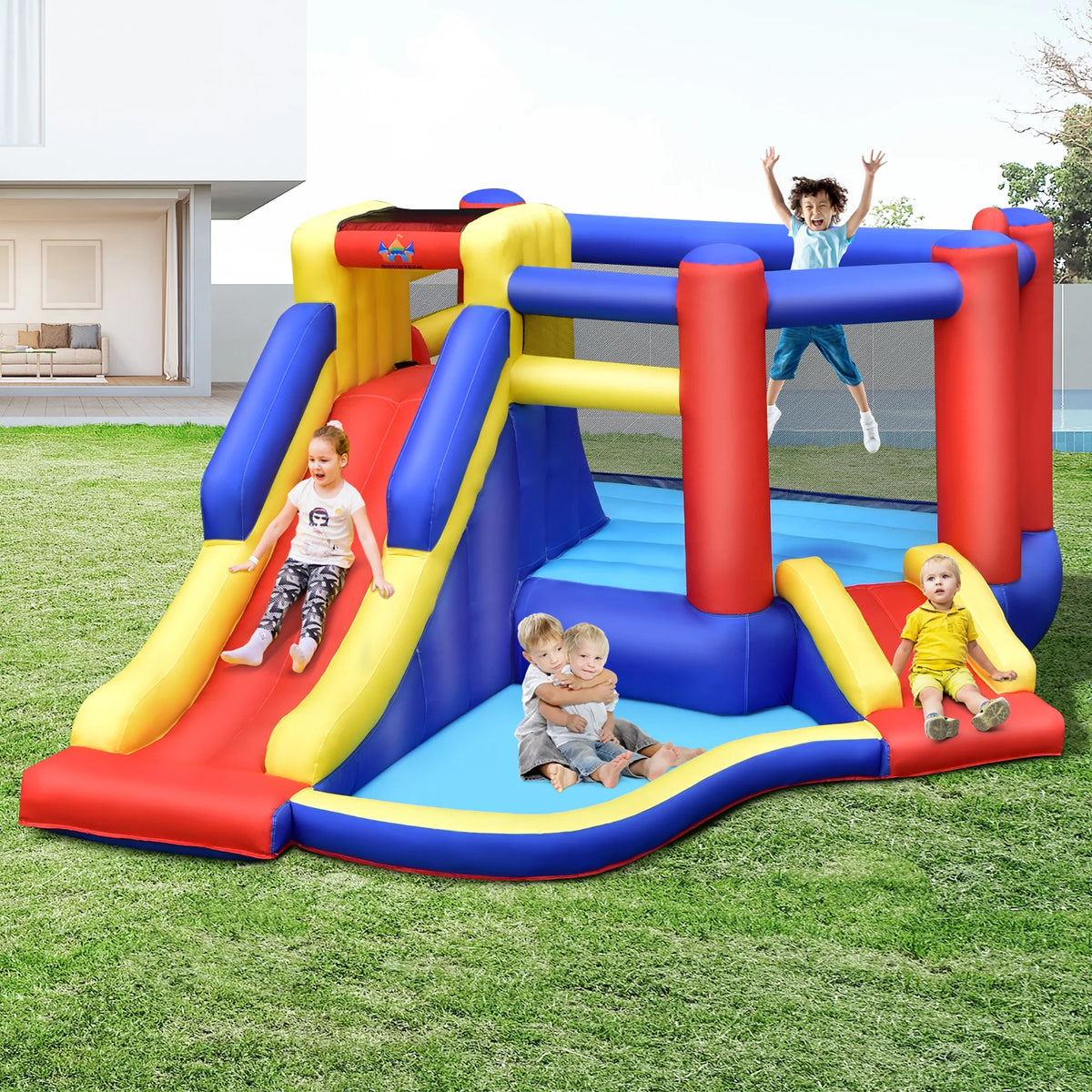 Inflatable Bouncy Castle with Double Slides A676974
